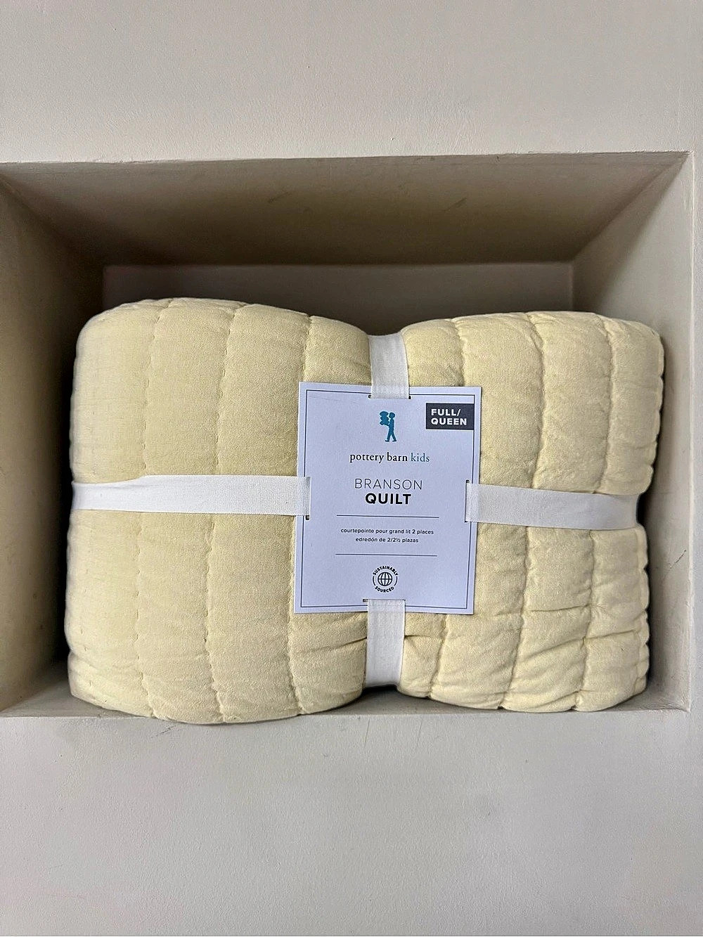 NWT Pottery Barn Kids Branson Quilt Pastel Yellow Full/Queen Cotton $199